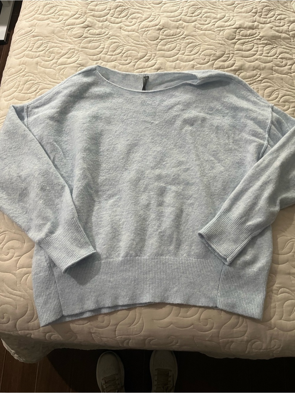 Anthropologie Wool Blend Light Blue Boatneck Sweater Size Small